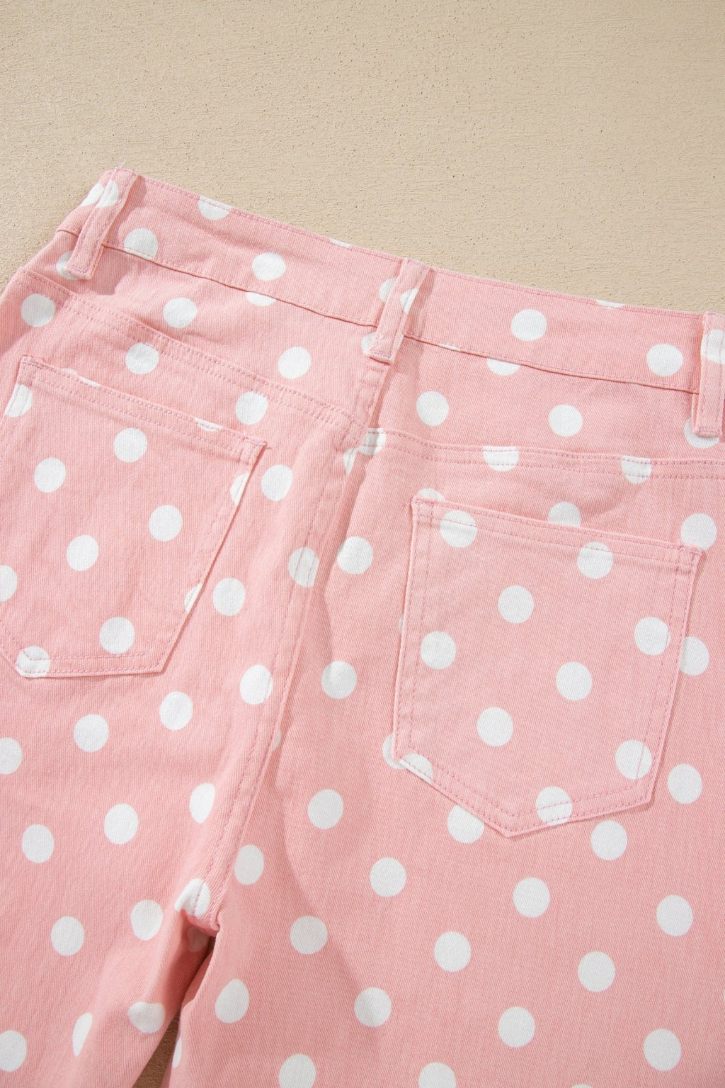 Polka Dot Denim Raw Hem Barrel Jeans - Rooted & Reckless Co.