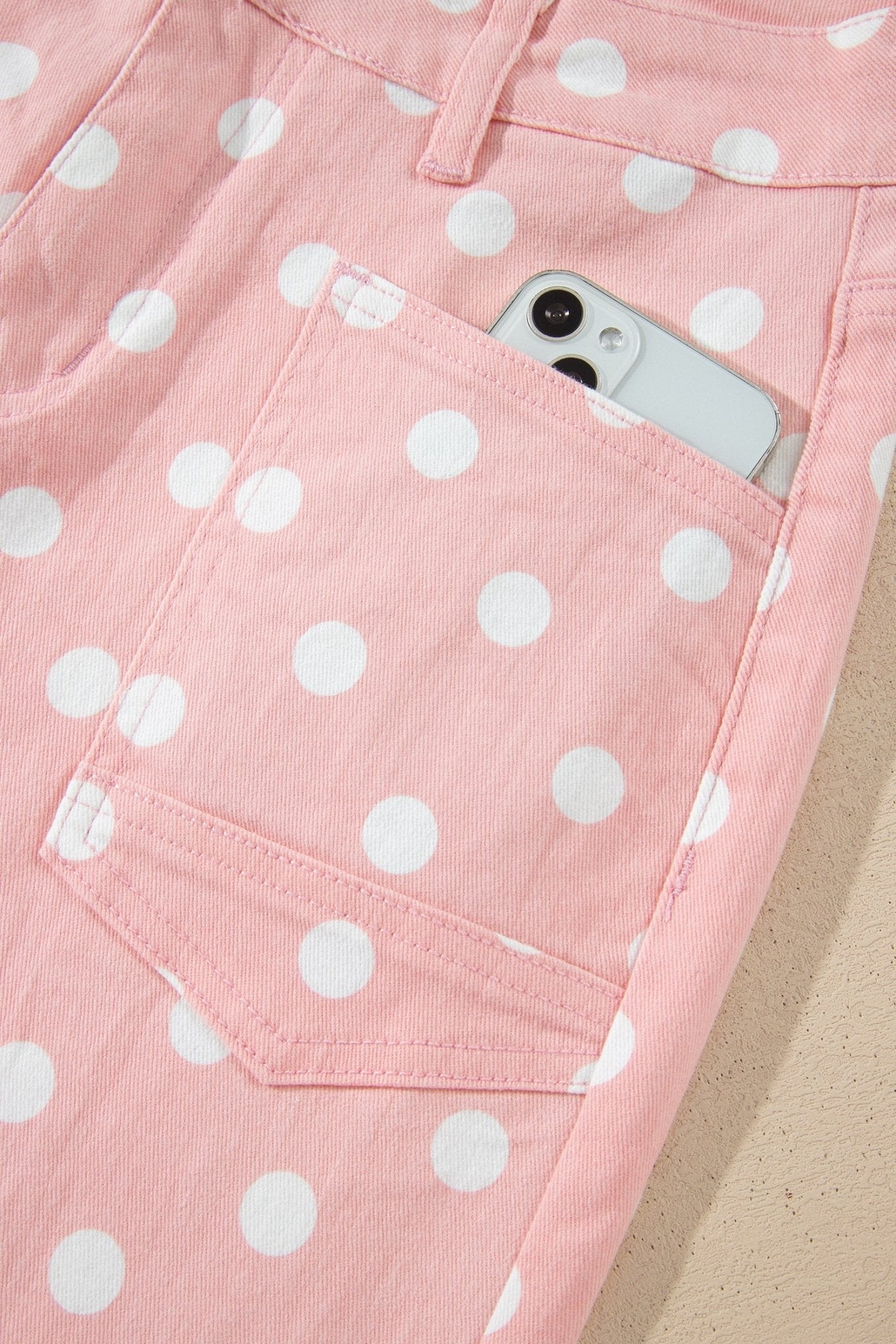 Polka Dot Denim Raw Hem Barrel Jeans - Rooted & Reckless Co.