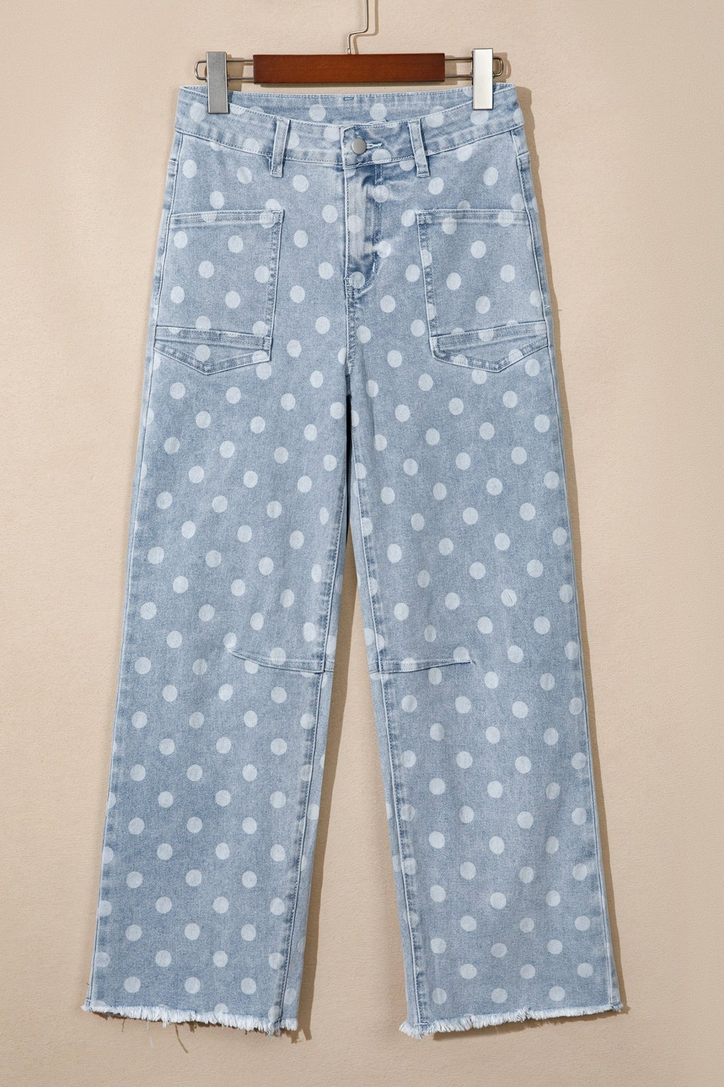 Polka Dot Denim Raw Hem Barrel Jeans - Rooted & Reckless Co.