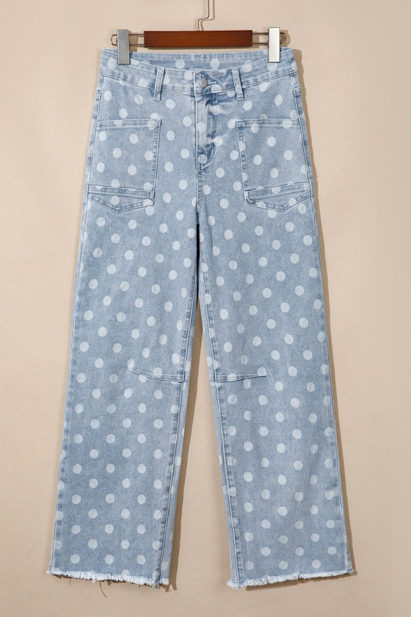 Polka Dot Denim Raw Hem Barrel Jeans - Rooted & Reckless Co.