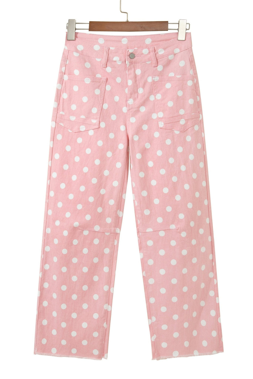 Polka Dot Denim Raw Hem Barrel Jeans - Rooted & Reckless Co.