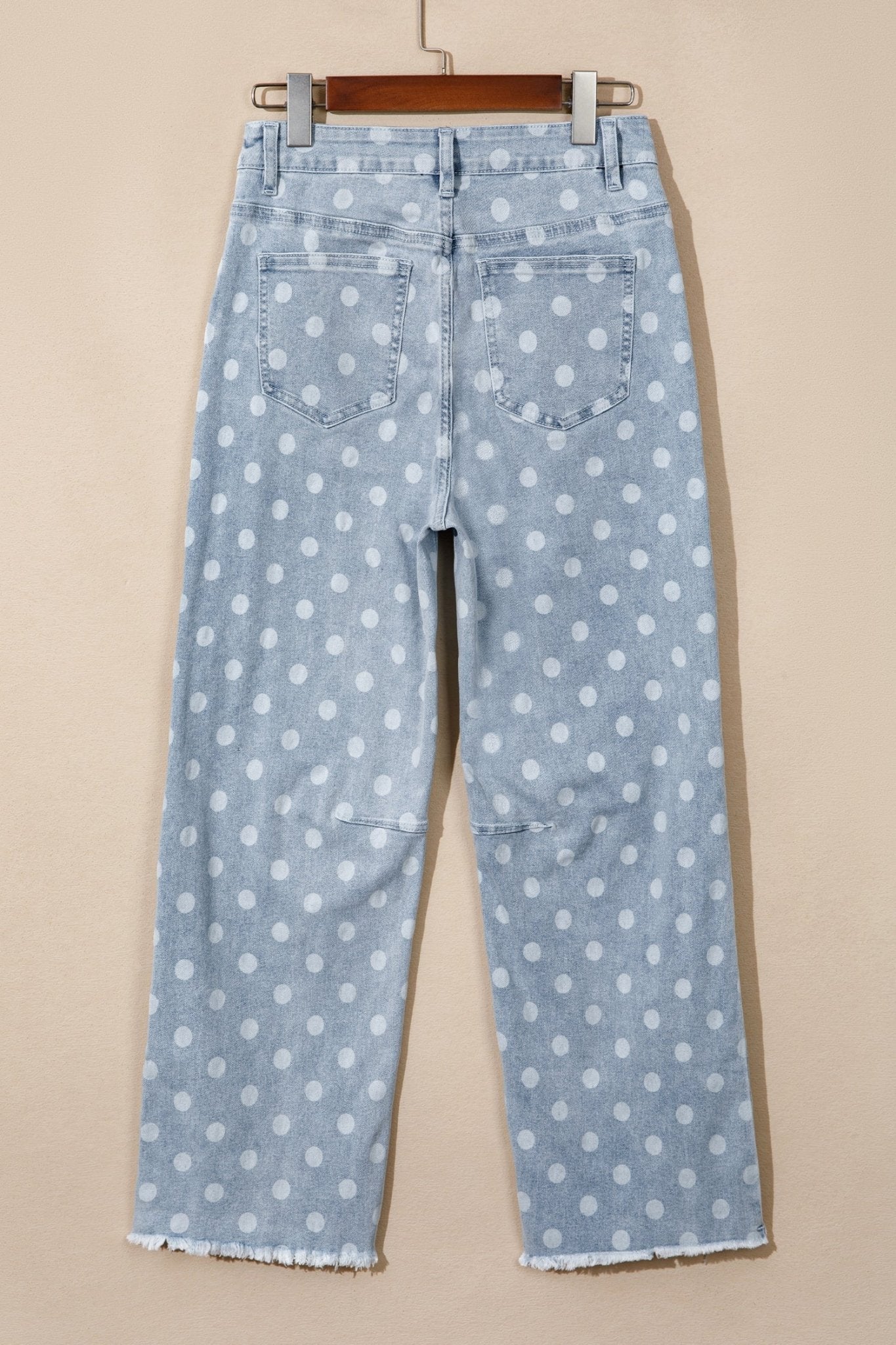 Polka Dot Denim Raw Hem Barrel Jeans - Rooted & Reckless Co.