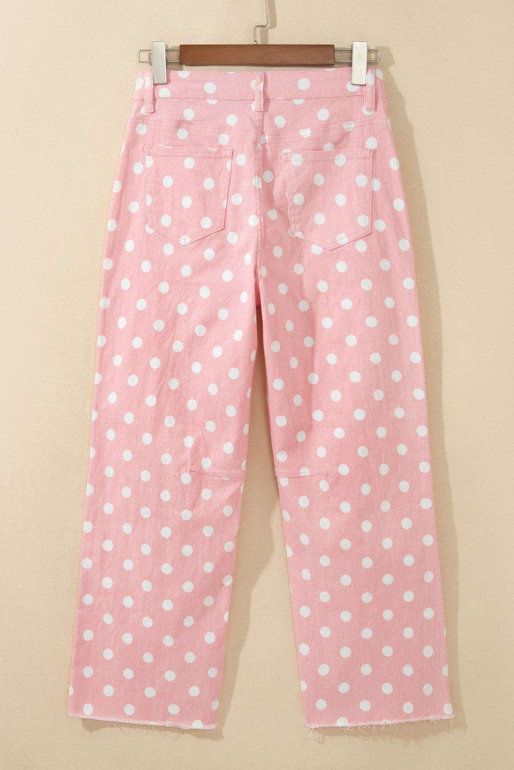 Polka Dot Denim Raw Hem Barrel Jeans - Rooted & Reckless Co.