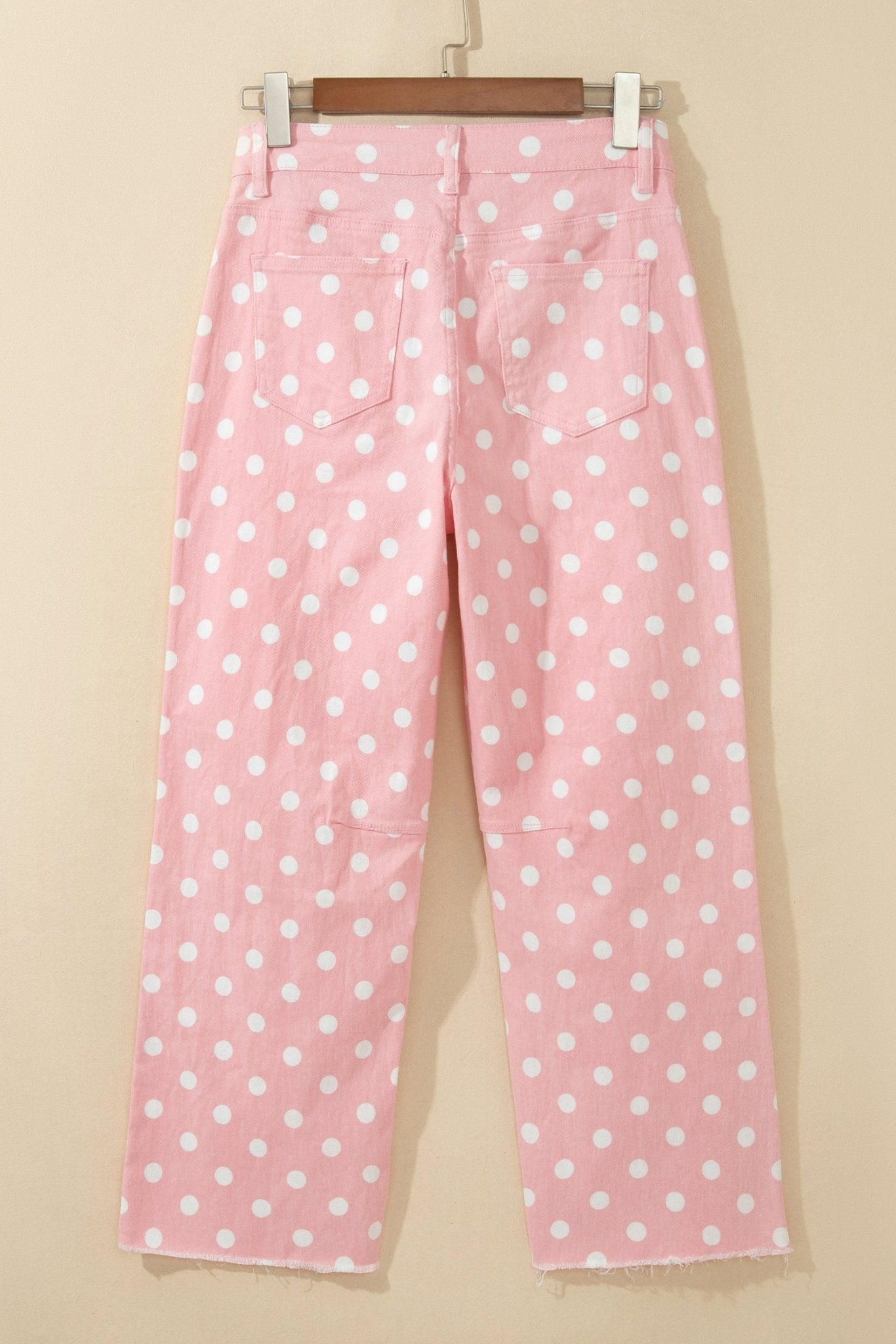 Polka Dot Denim Raw Hem Barrel Jeans - Rooted & Reckless Co.