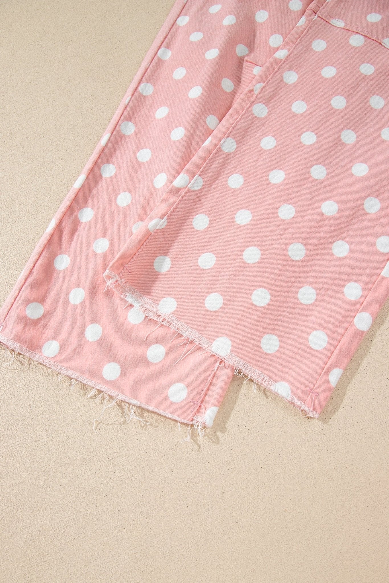 Polka Dot Denim Raw Hem Barrel Jeans - Rooted & Reckless Co.