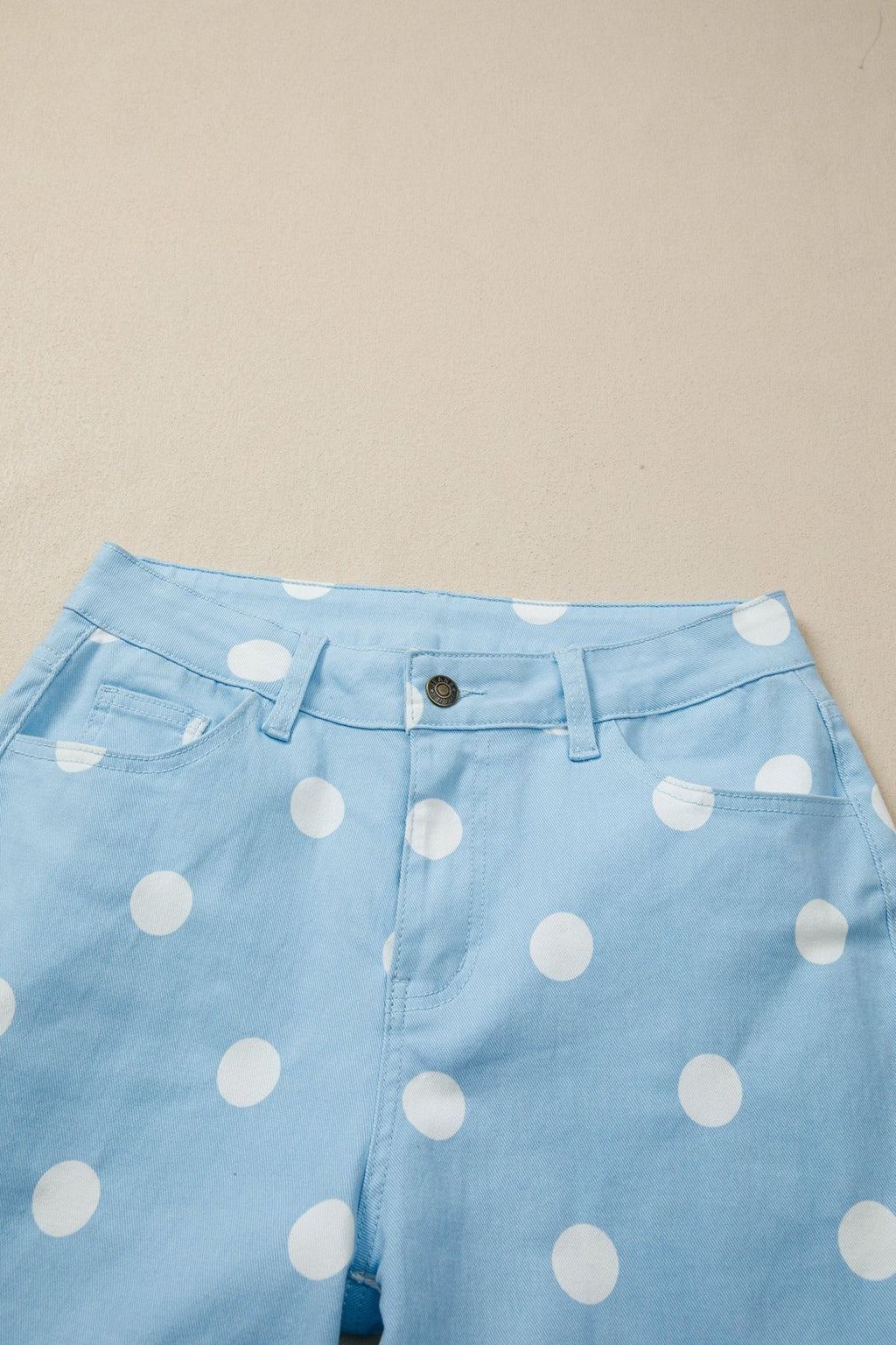 Polka Dot Denim Raw Hem High Waist Jeans - Rooted & Reckless Co.