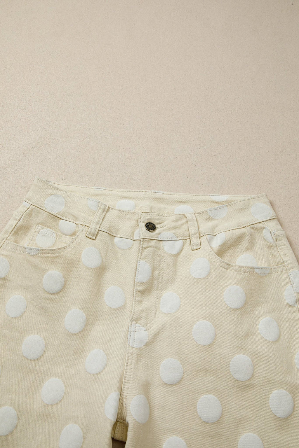 Polka Dot Denim Raw Hem High Waist Jeans - Rooted & Reckless Co.