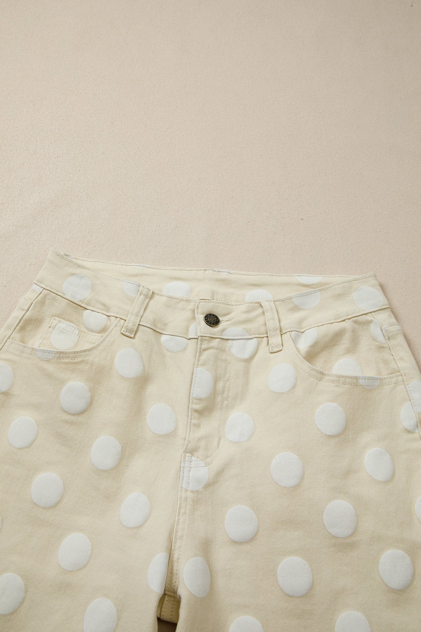 Polka Dot Denim Raw Hem High Waist Jeans - Rooted & Reckless Co.