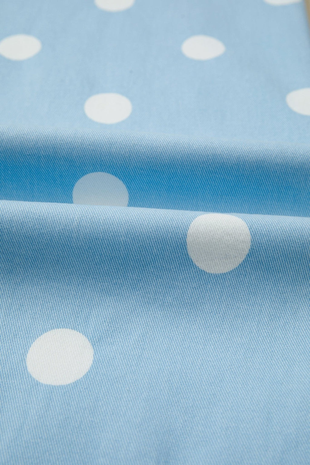 Polka Dot Denim Raw Hem High Waist Jeans - Rooted & Reckless Co.