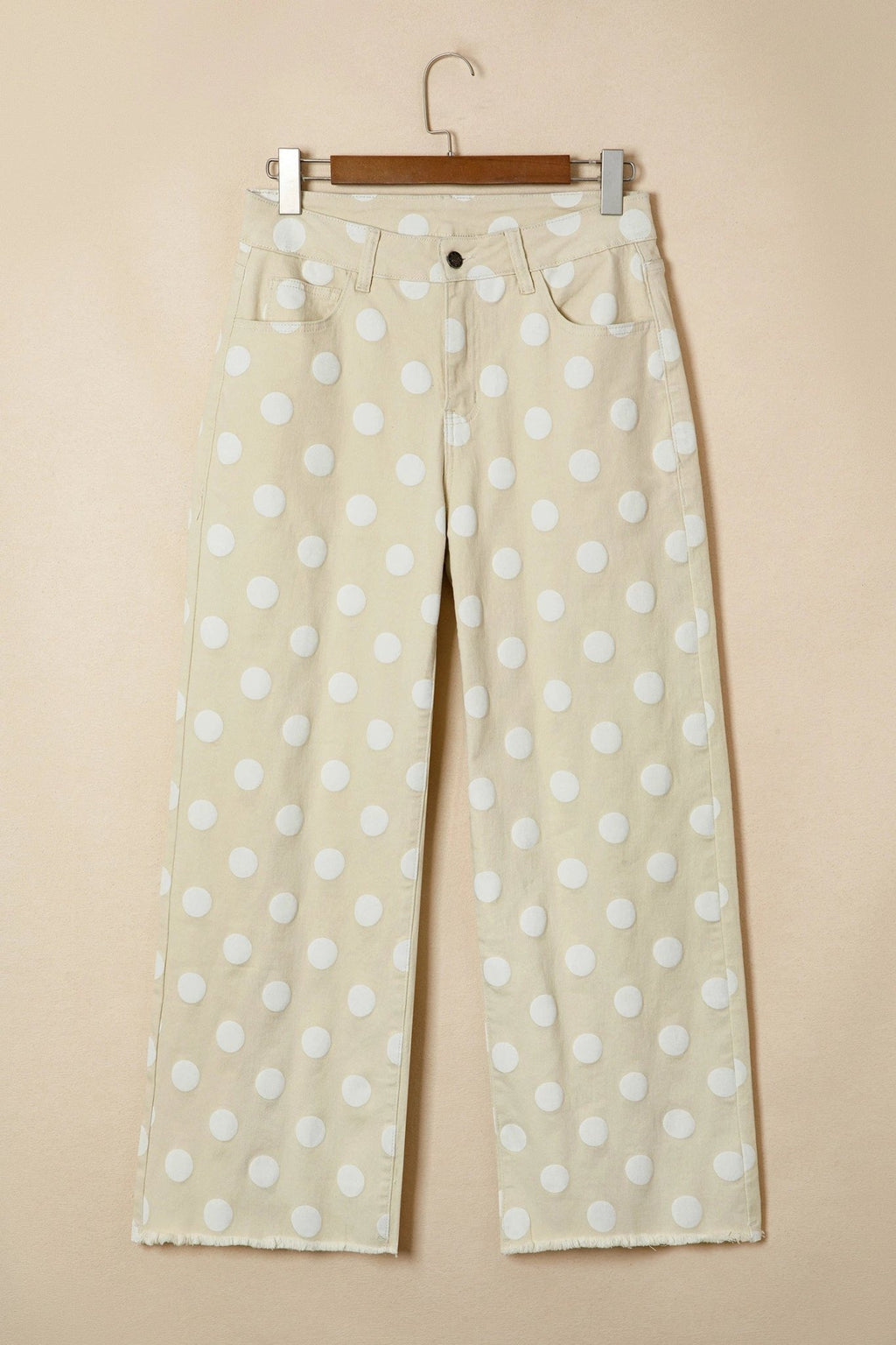 Polka Dot Denim Raw Hem High Waist Jeans - Rooted & Reckless Co.