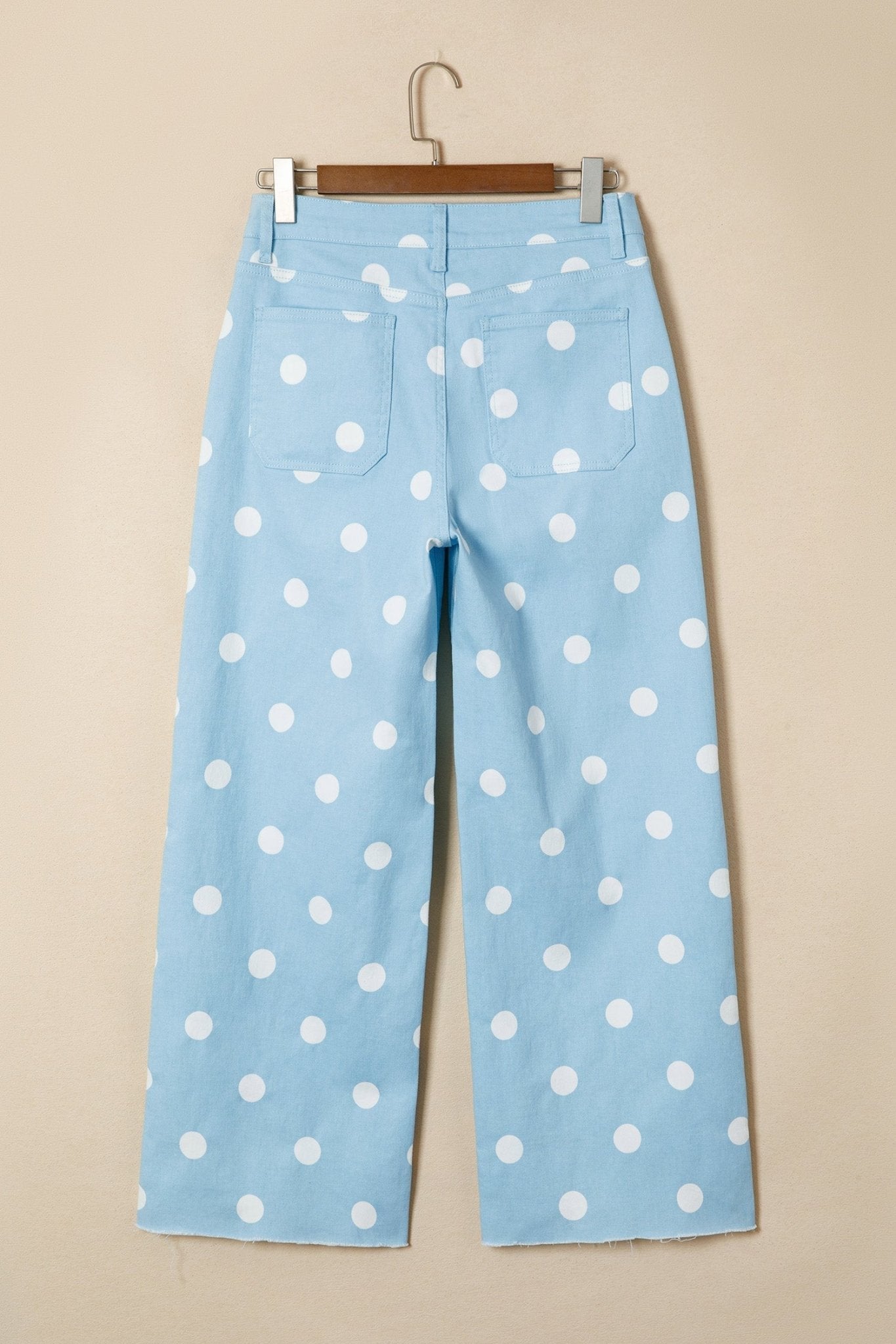 Polka Dot Denim Raw Hem High Waist Jeans - Rooted & Reckless Co.