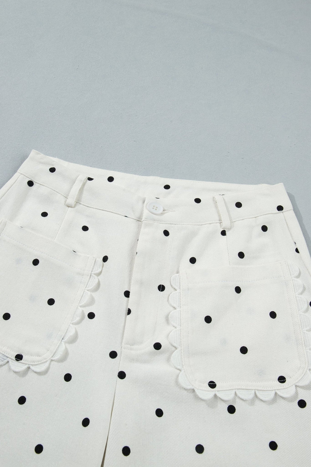 Polka Dot Denim Scalloped Patch Pocket Pants - Rooted & Reckless Co.