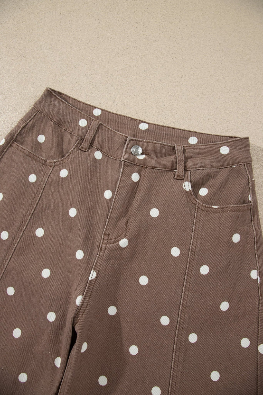 Polka Dot Denim Tailored Seam Barrel Leg Jeans - Rooted & Reckless Co.