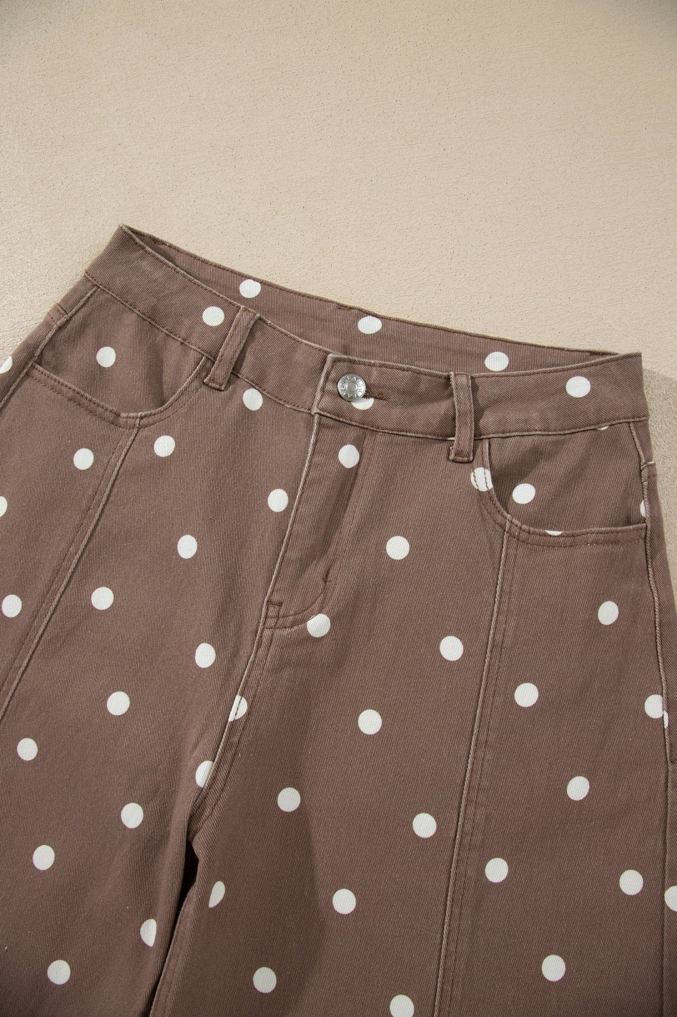 Polka Dot Denim Tailored Seam Barrel Leg Jeans - Rooted & Reckless Co.