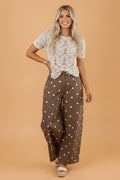 Polka Dot Denim Tailored Seam Barrel Leg Jeans - Rooted & Reckless Co.