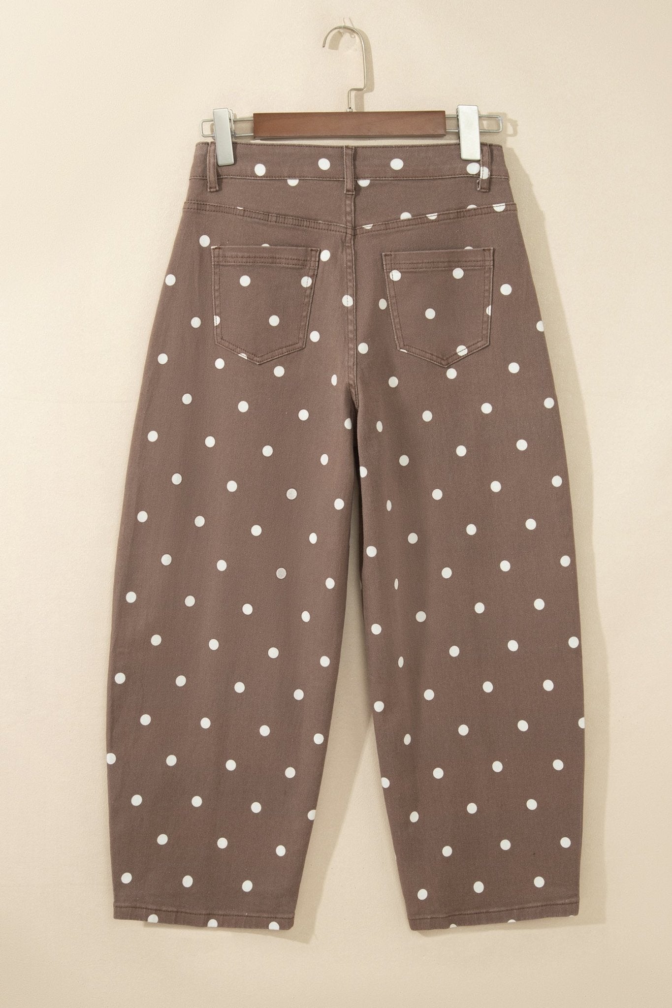Polka Dot Denim Tailored Seam Barrel Leg Jeans - Rooted & Reckless Co.