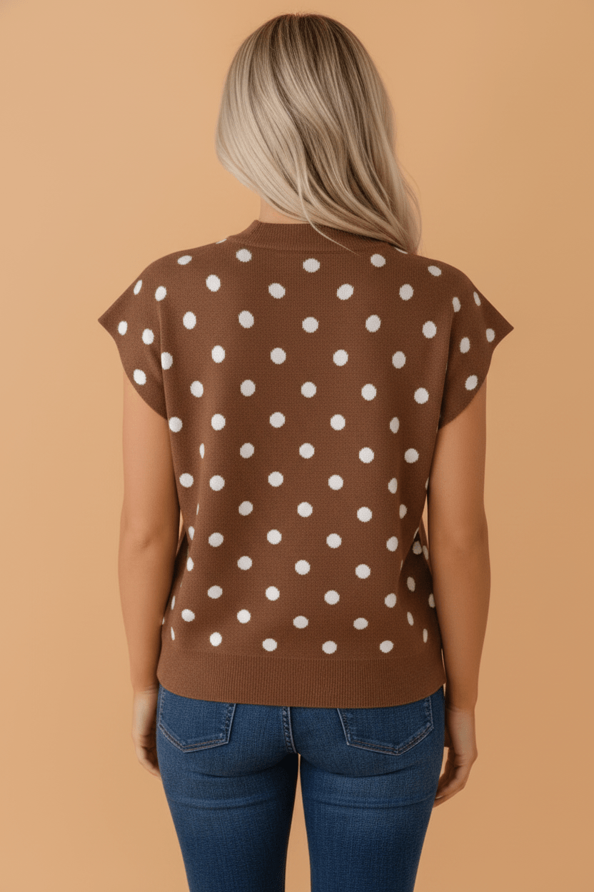 Polka Dot Dolman Short Sleeve Knit Top - Rooted & Reckless Co.