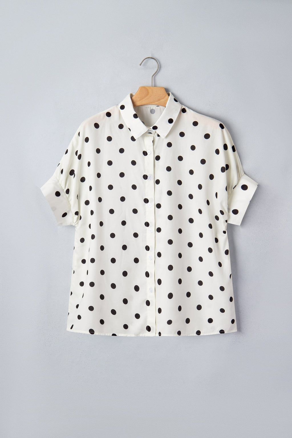 Polka Dot Dolman Sleeve Buttoned Shirt - Rooted & Reckless Co.
