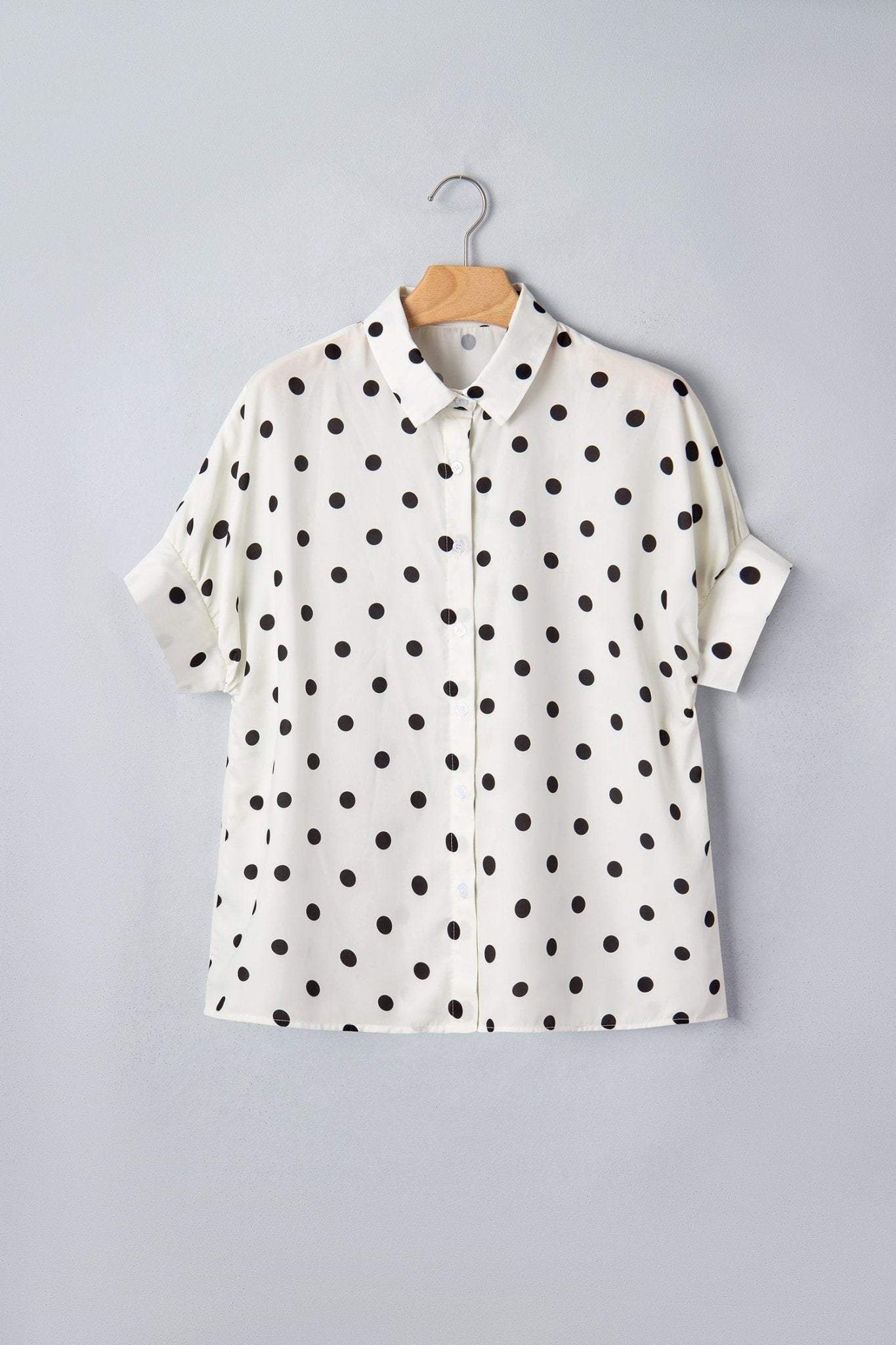 Polka Dot Dolman Sleeve Buttoned Shirt - Rooted & Reckless Co.