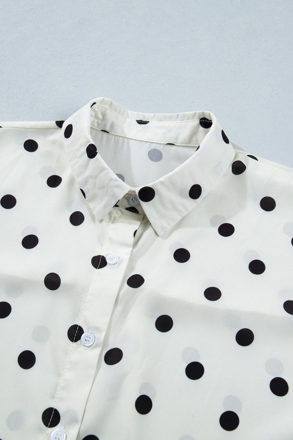 Polka Dot Dolman Sleeve Buttoned Shirt - Rooted & Reckless Co.