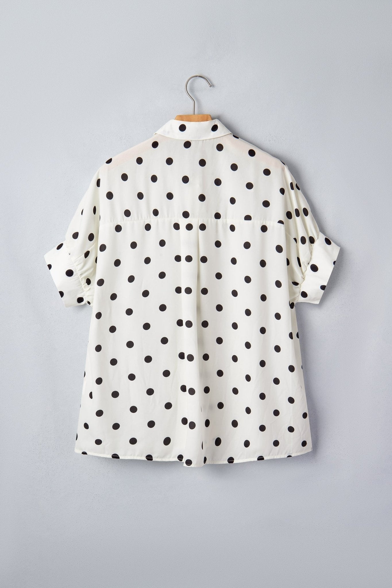 Polka Dot Dolman Sleeve Buttoned Shirt - Rooted & Reckless Co.