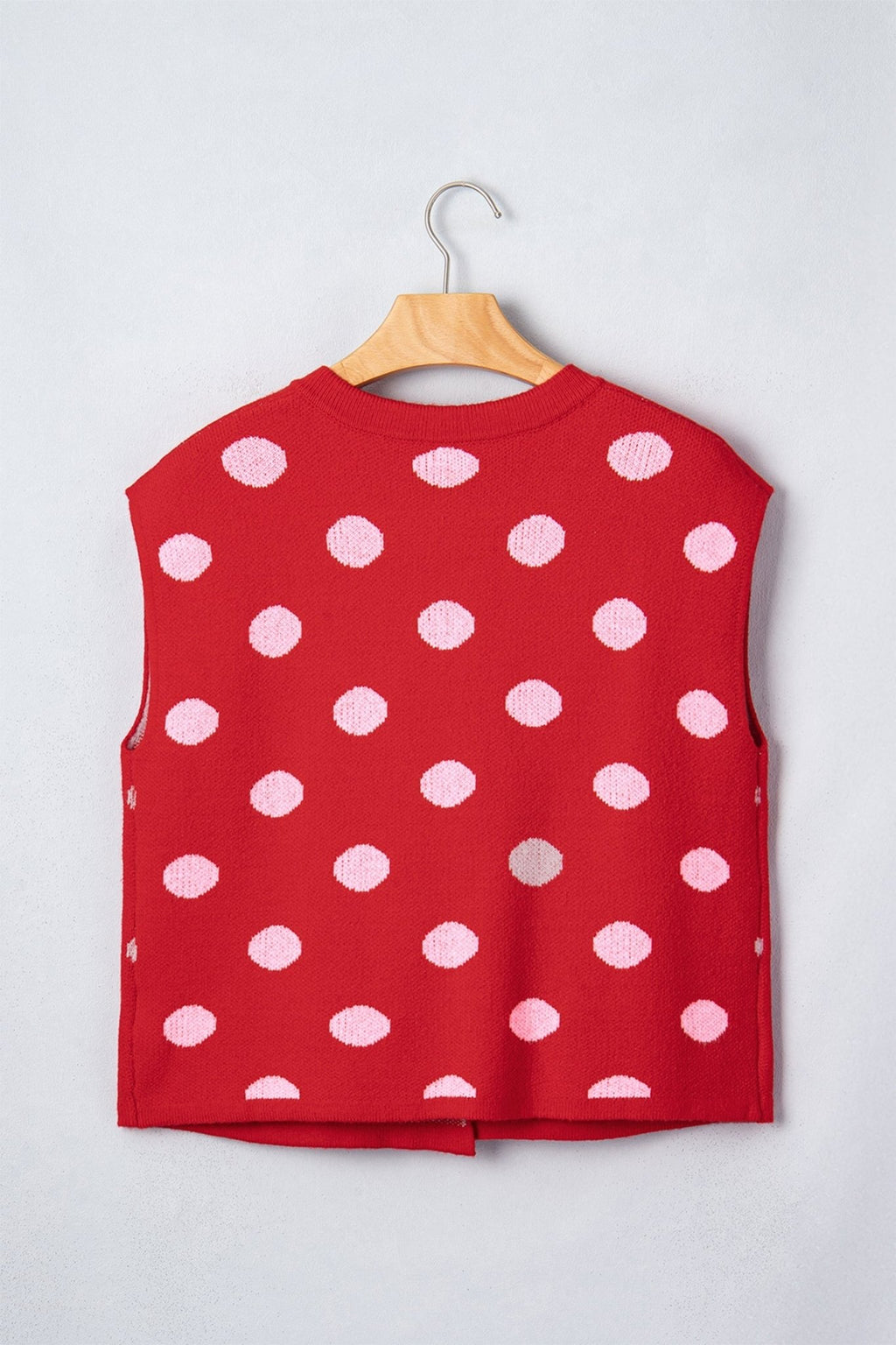 Polka Dot Drop Shoulder Buttoned Knit Vest - Rooted & Reckless Co.