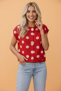Polka Dot Drop Shoulder Buttoned Knit Vest - Rooted & Reckless Co.