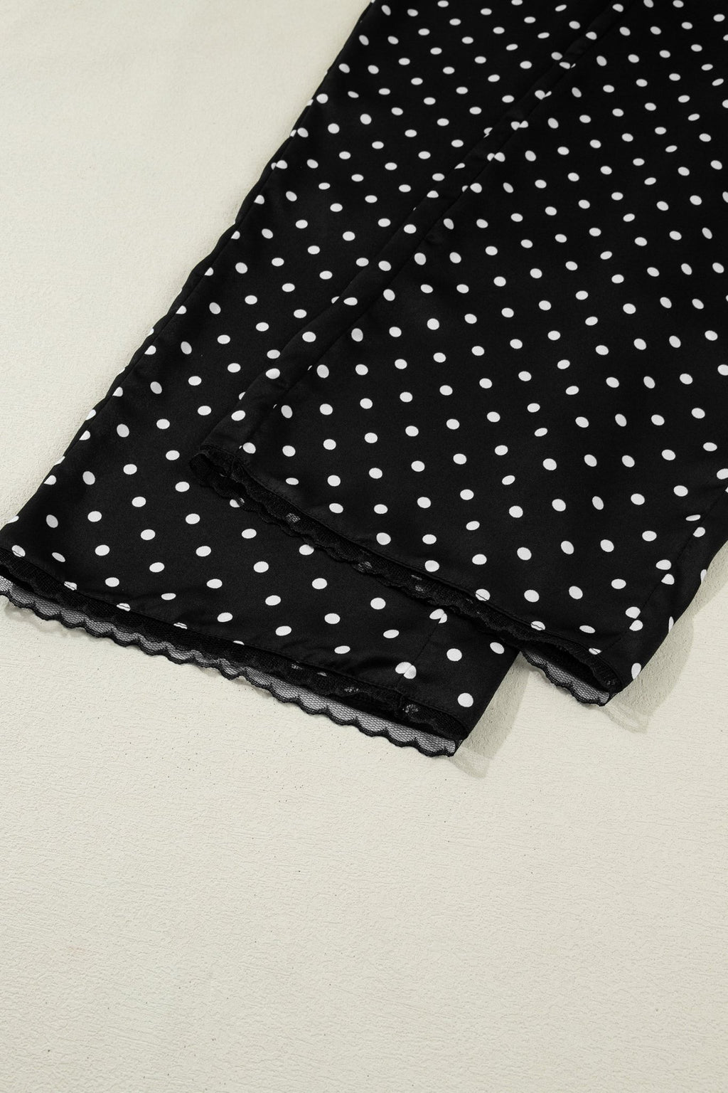 Polka Dot Elastic Waist Lace Hem Pants - Rooted & Reckless Co.