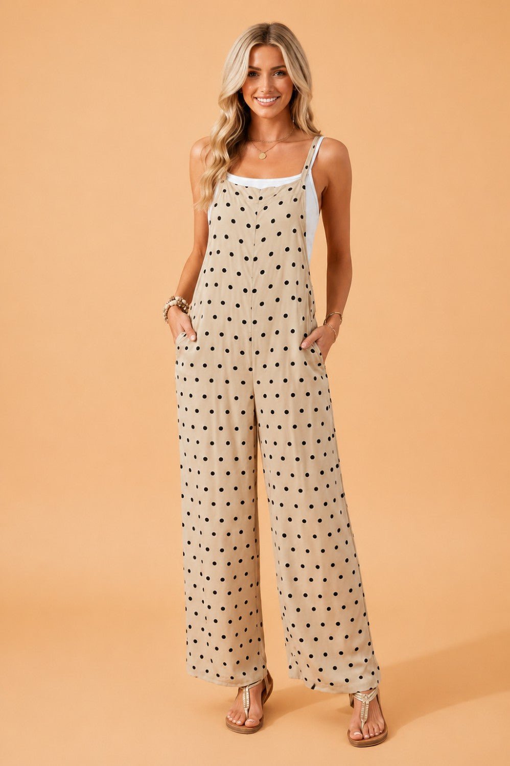 Polka Dot & Floral Spaghetti Strap Jumpsuit - Rooted & Reckless Co.