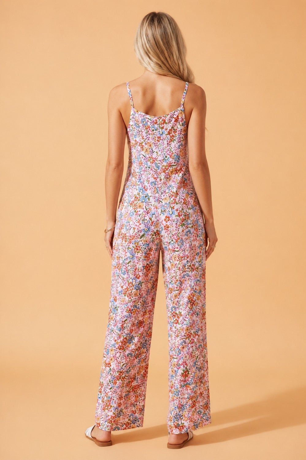 Polka Dot & Floral Spaghetti Strap Jumpsuit - Rooted & Reckless Co.