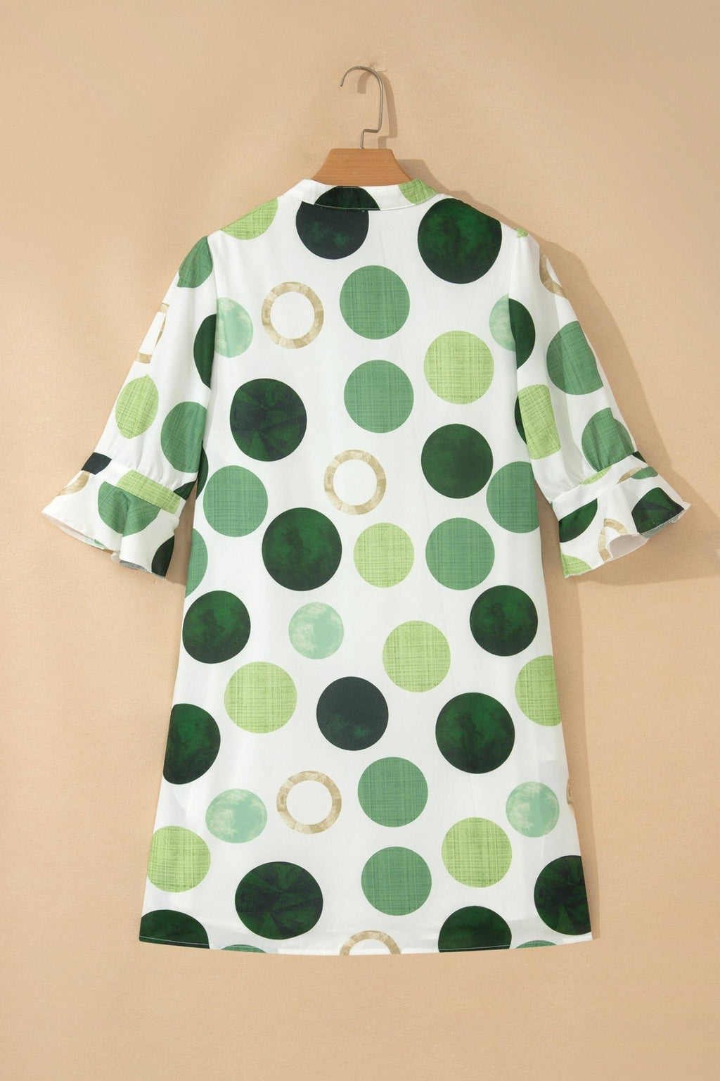 Polka Dot Flounced 3/4 Sleeve Mini Dress - Rooted & Reckless Co.