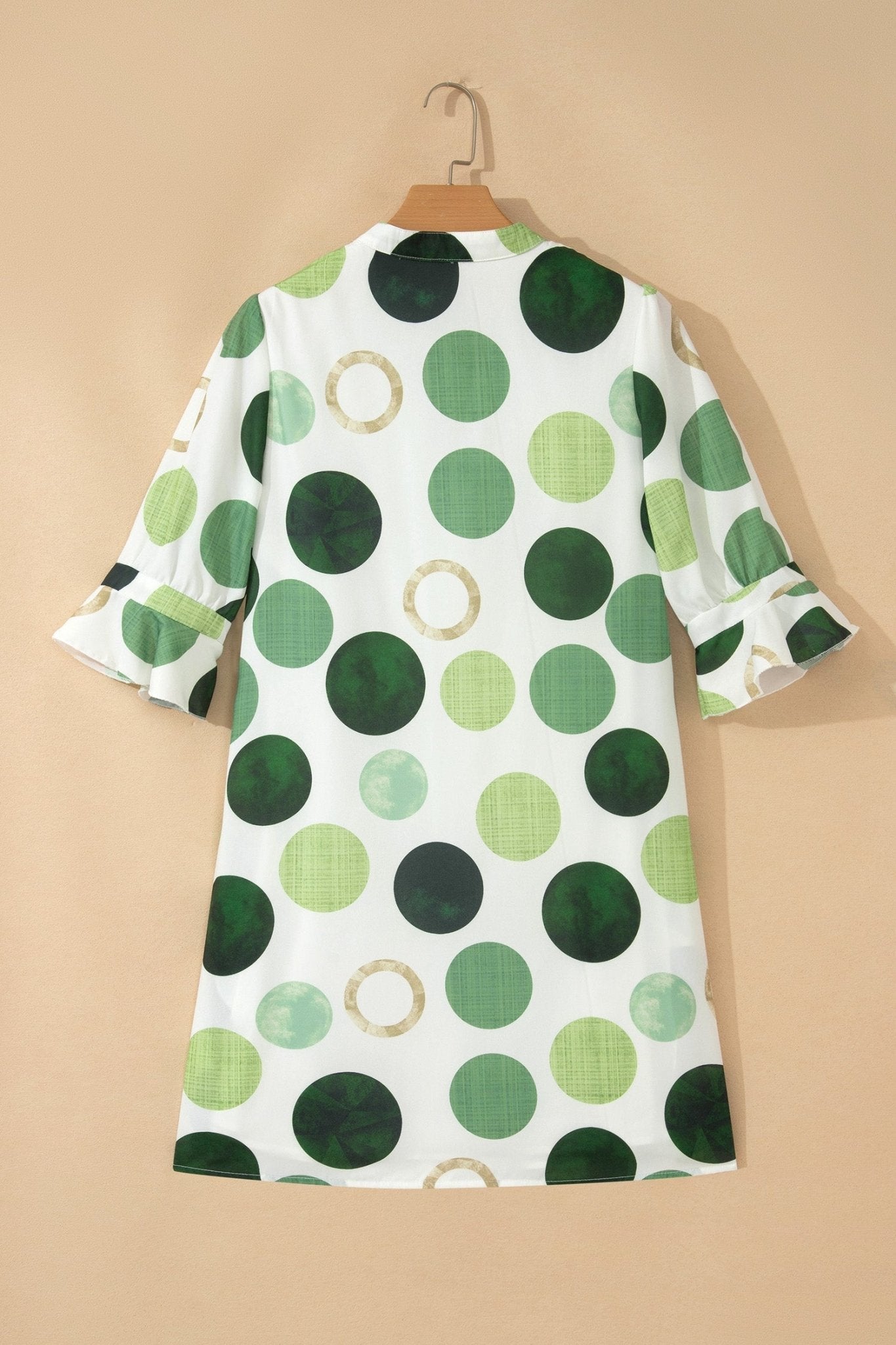 Polka Dot Flounced 3/4 Sleeve Mini Dress - Rooted & Reckless Co.