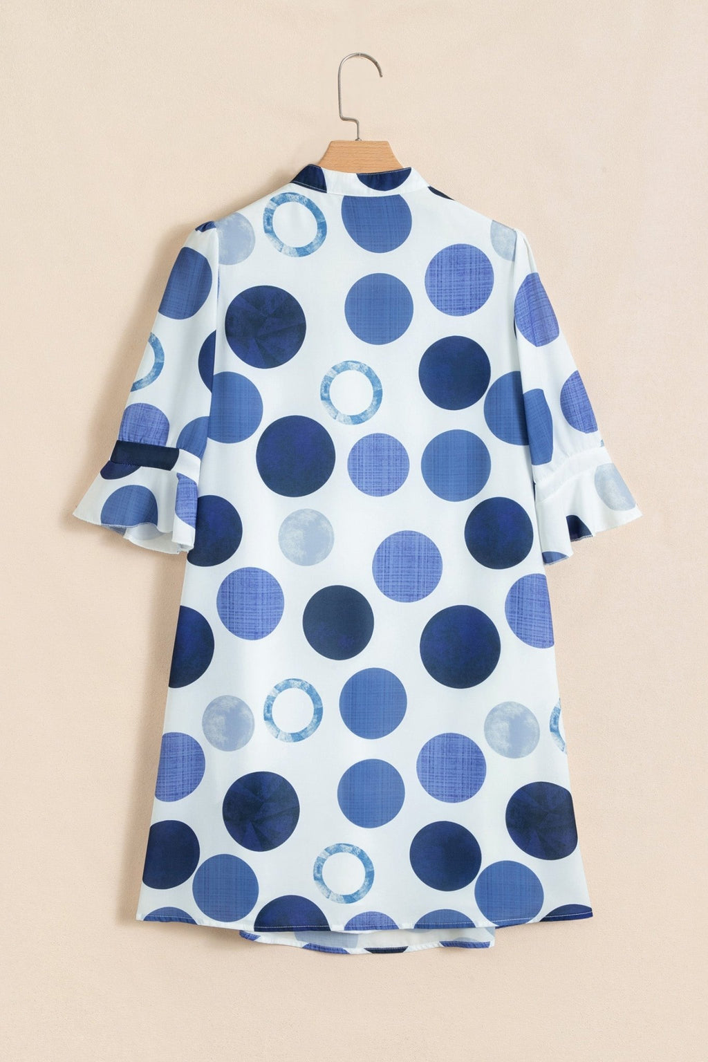 Polka Dot Flounced 3/4 Sleeve Mini Dress - Rooted & Reckless Co.
