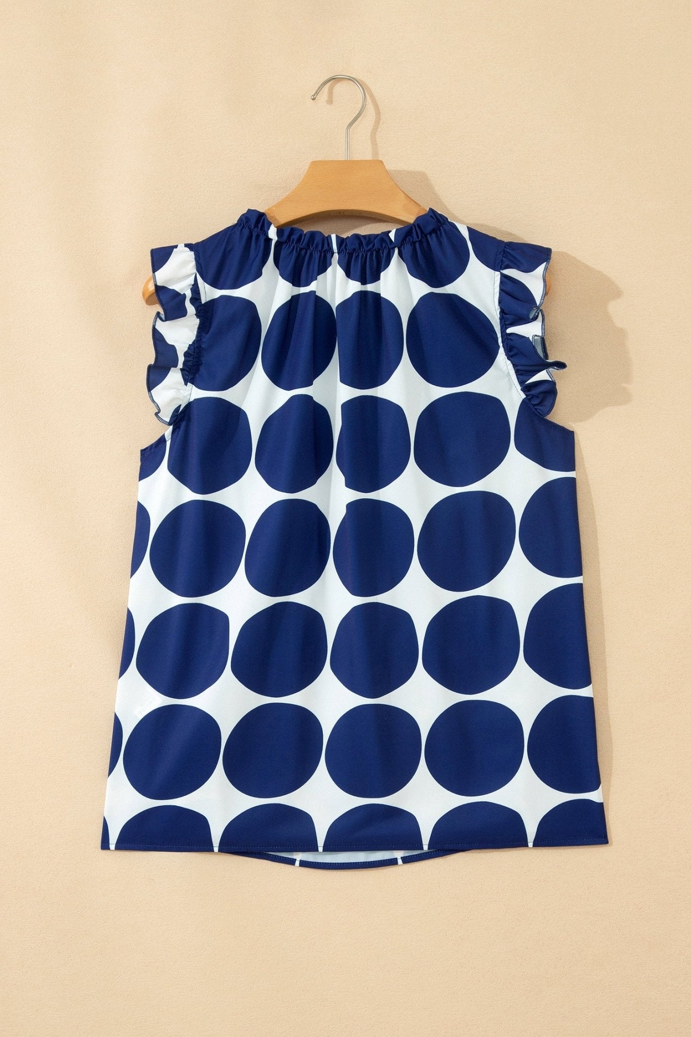 Polka Dot Frilled Round Neck Tank Top - Rooted & Reckless Co.