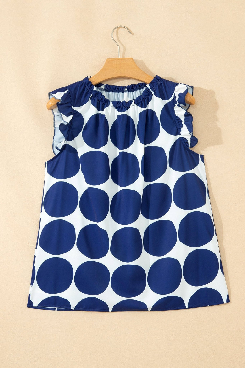 Polka Dot Frilled Round Neck Tank Top - Rooted & Reckless Co.