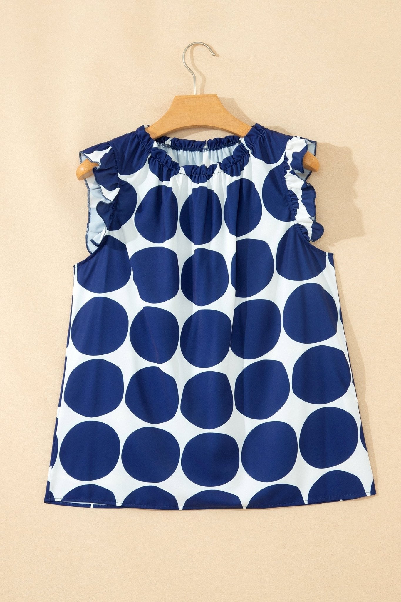Polka Dot Frilled Round Neck Tank Top - Rooted & Reckless Co.