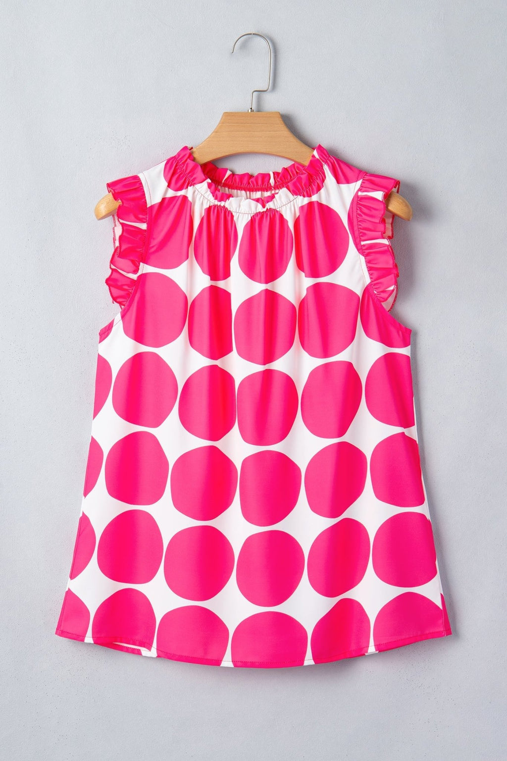 Polka Dot Frilled Round Neck Tank Top - Rooted & Reckless Co.