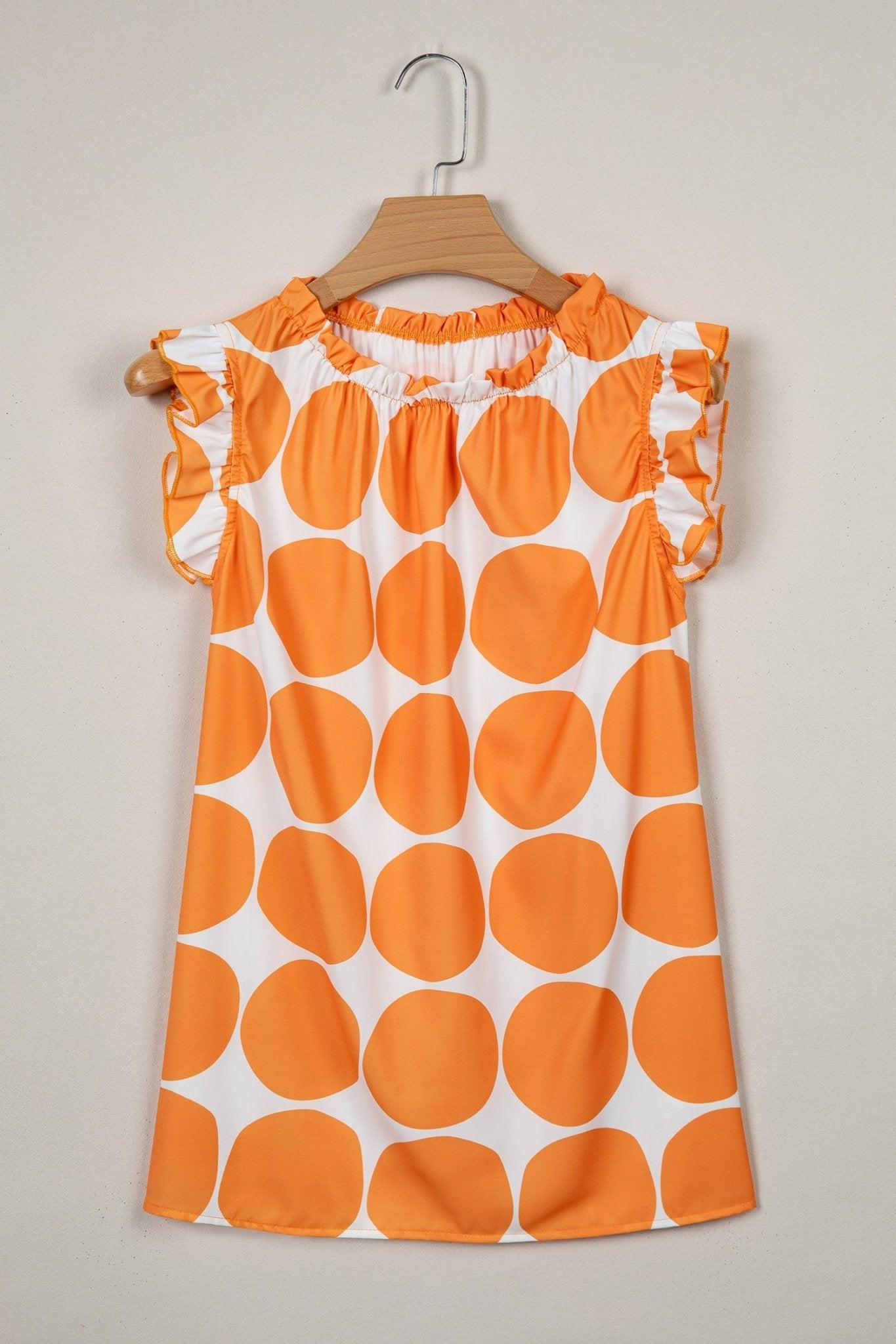 Polka Dot Frilled Round Neck Tank Top - Rooted & Reckless Co.
