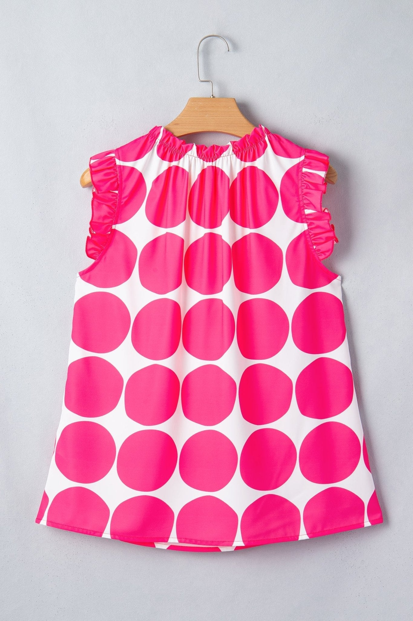 Polka Dot Frilled Round Neck Tank Top - Rooted & Reckless Co.