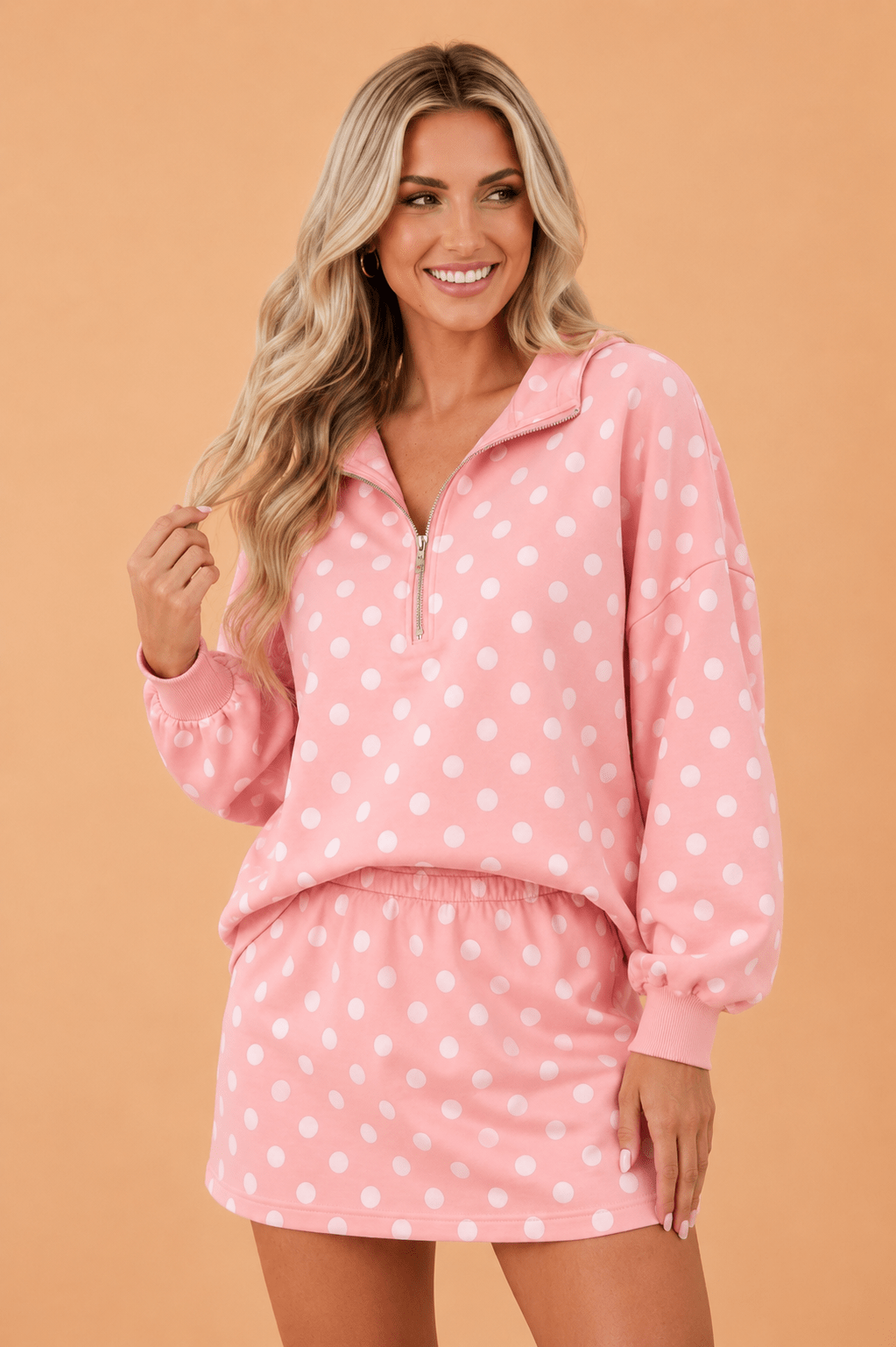 Polka Dot Hooded Top & Mini Skort Set - Rooted & Reckless Co.