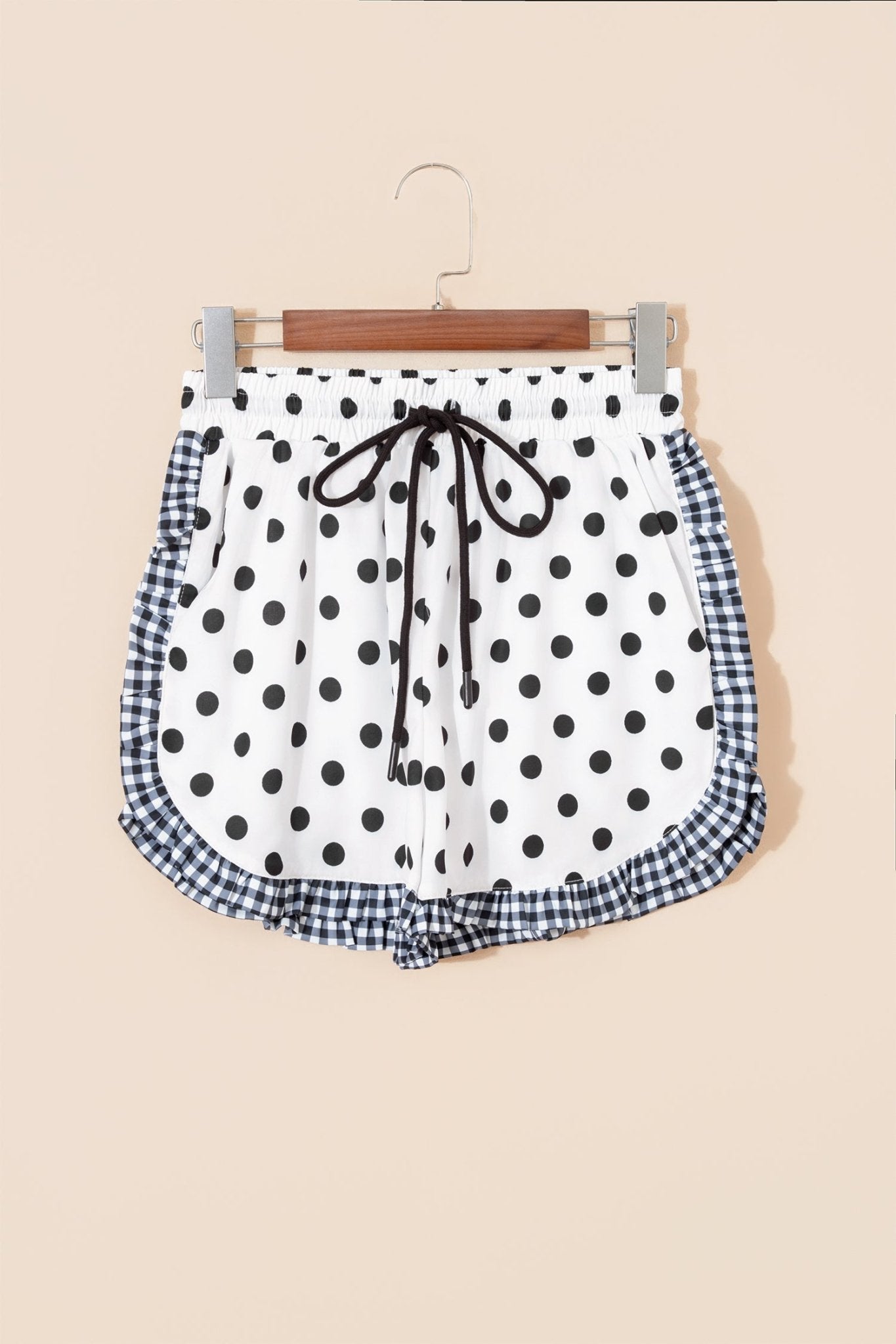 Polka Dot & Leopard Contrast Ruffle Trim Shorts - Rooted & Reckless Co.