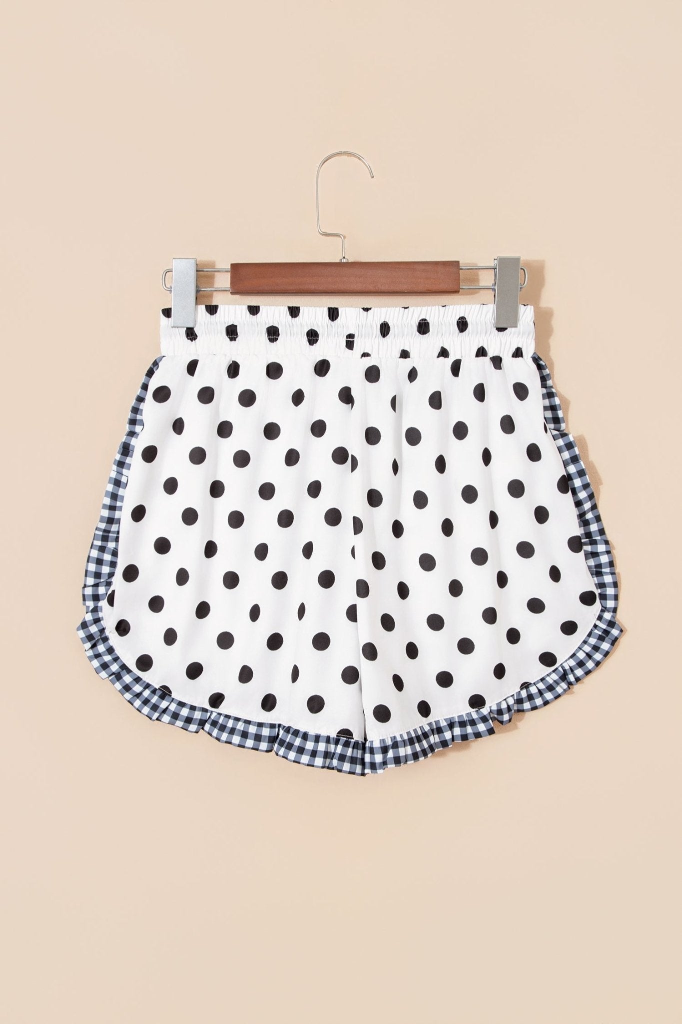 Polka Dot & Leopard Contrast Ruffle Trim Shorts - Rooted & Reckless Co.