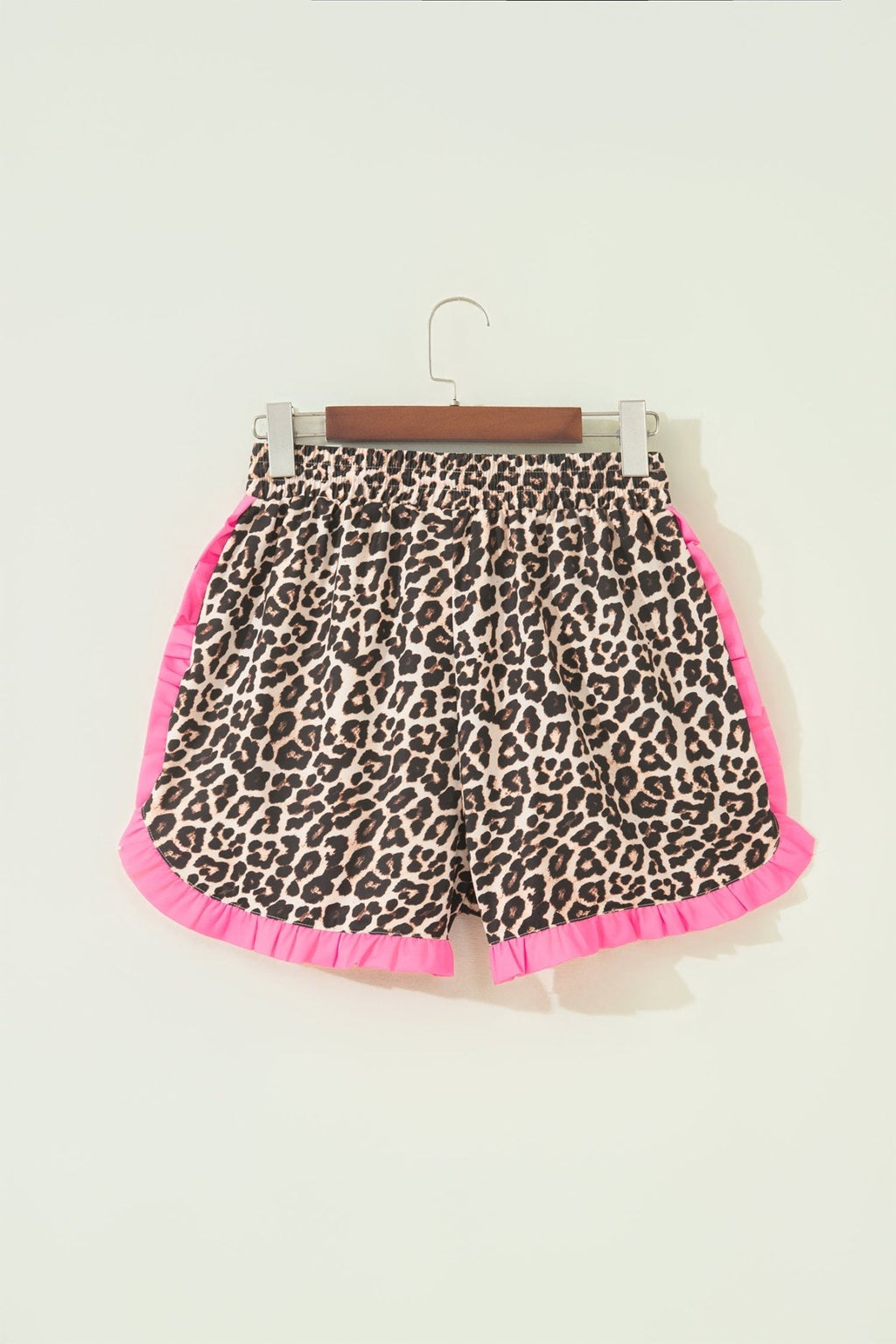 Polka Dot & Leopard Contrast Ruffle Trim Shorts - Rooted & Reckless Co.
