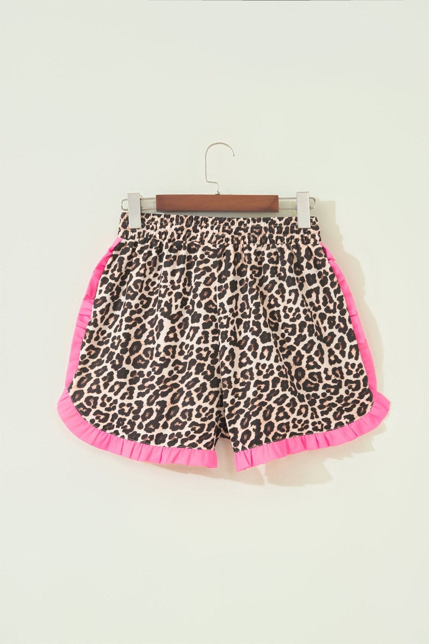 Polka Dot & Leopard Contrast Ruffle Trim Shorts - Rooted & Reckless Co.