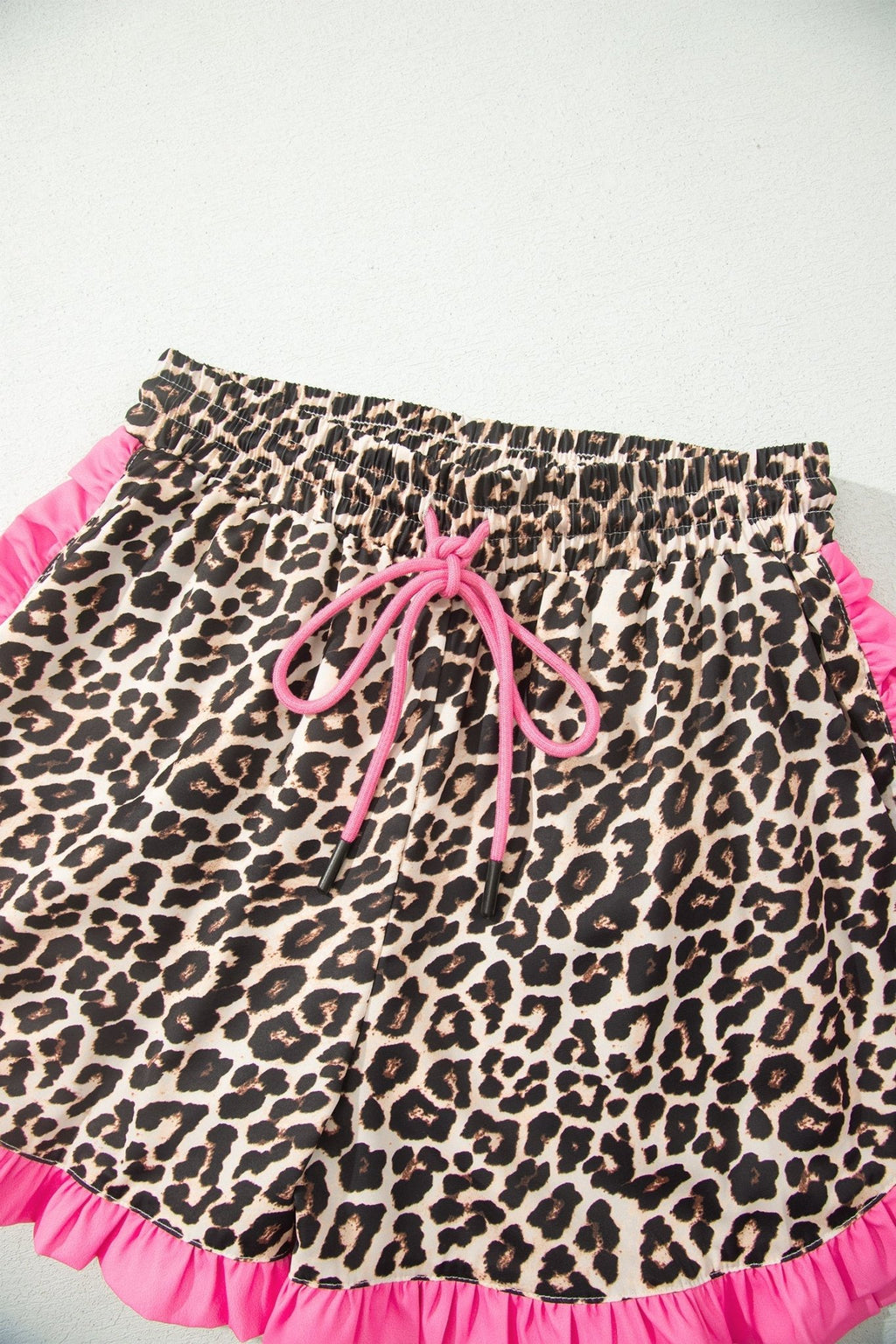 Polka Dot & Leopard Contrast Ruffle Trim Shorts - Rooted & Reckless Co.