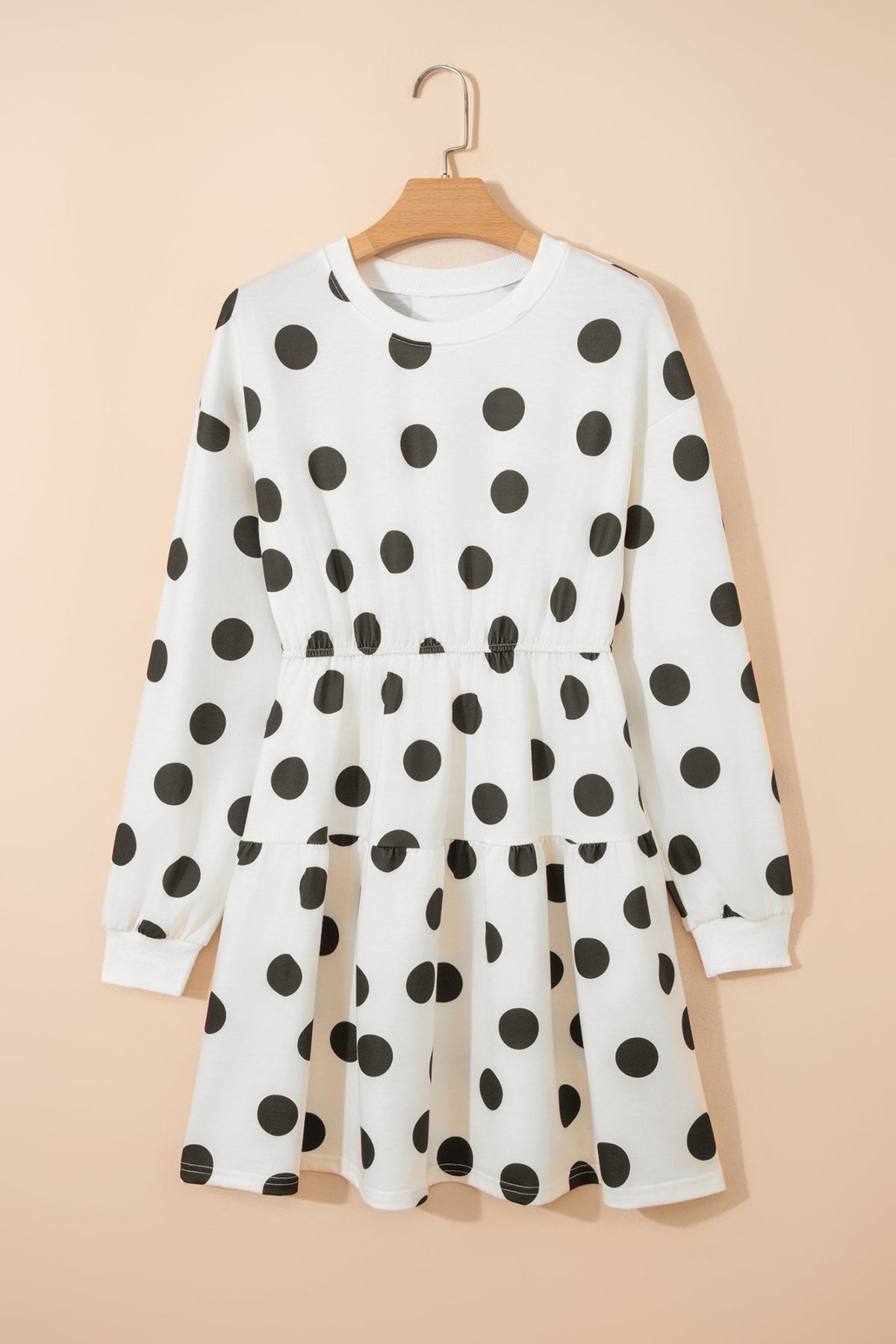 Polka Dot Long Sleeve Flared Mini Dress - Rooted & Reckless Co.
