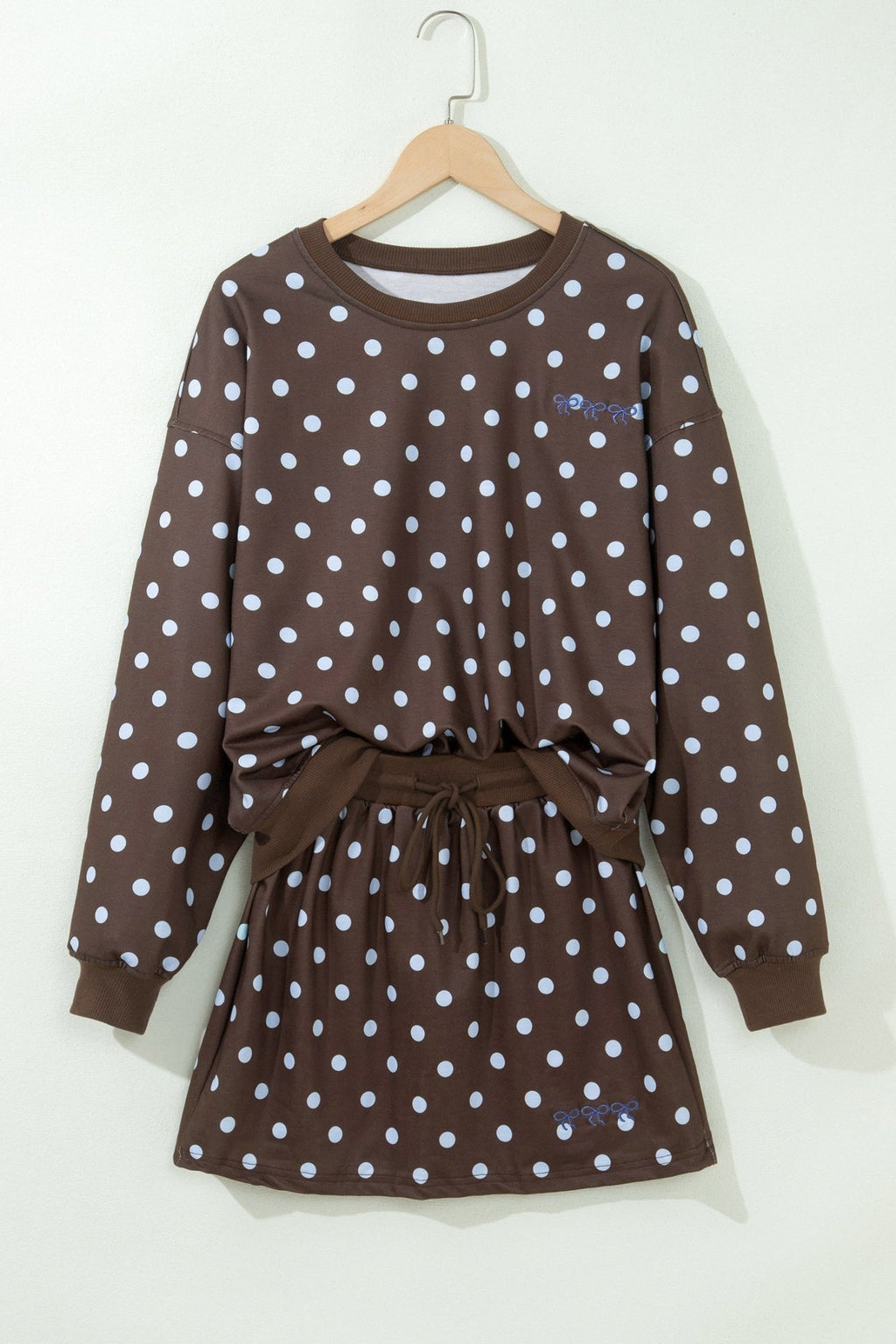 Polka Dot Long Sleeve Pullover & Bow Skort Set - Rooted & Reckless Co.
