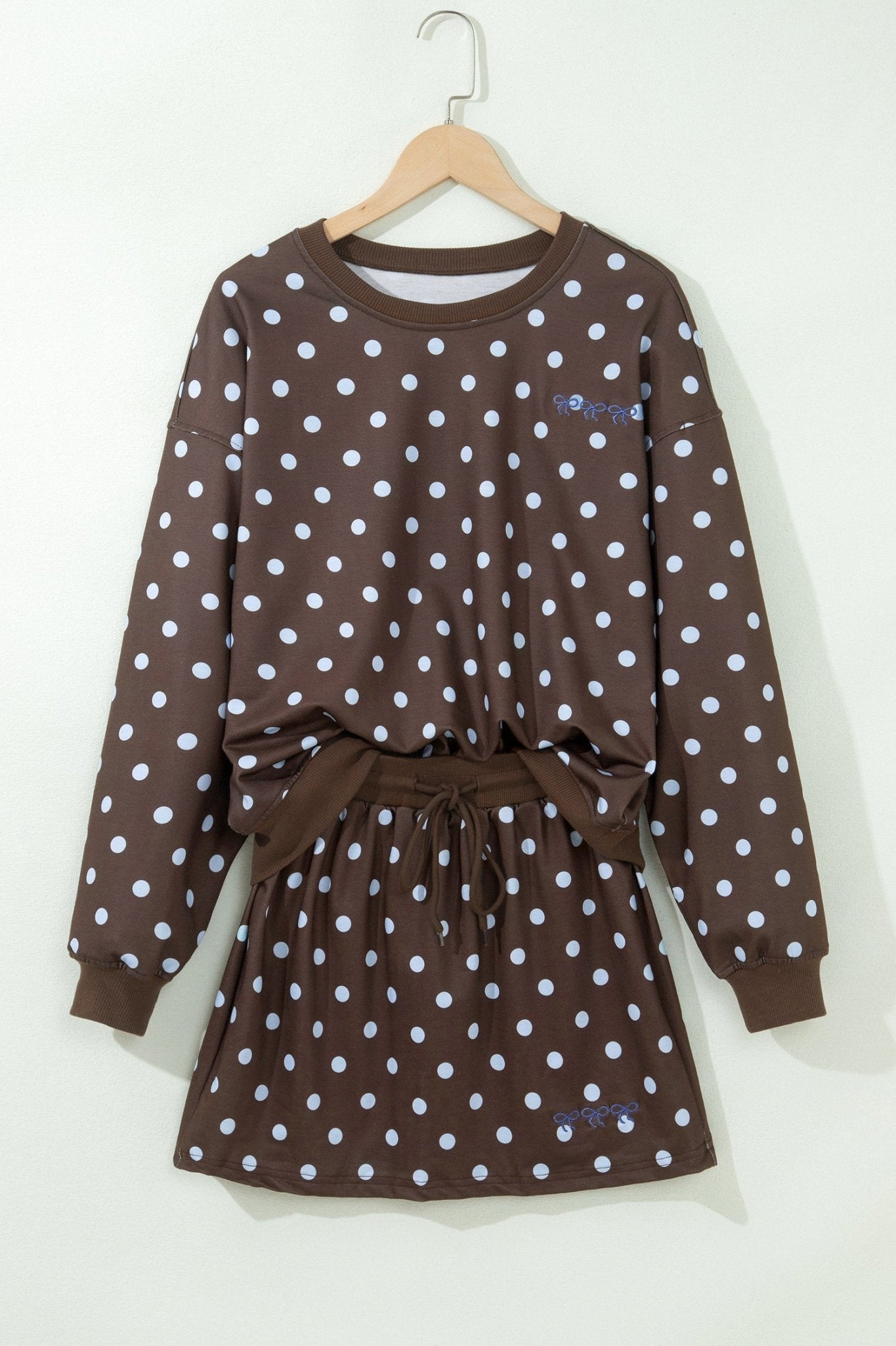 Polka Dot Long Sleeve Pullover & Bow Skort Set - Rooted & Reckless Co.