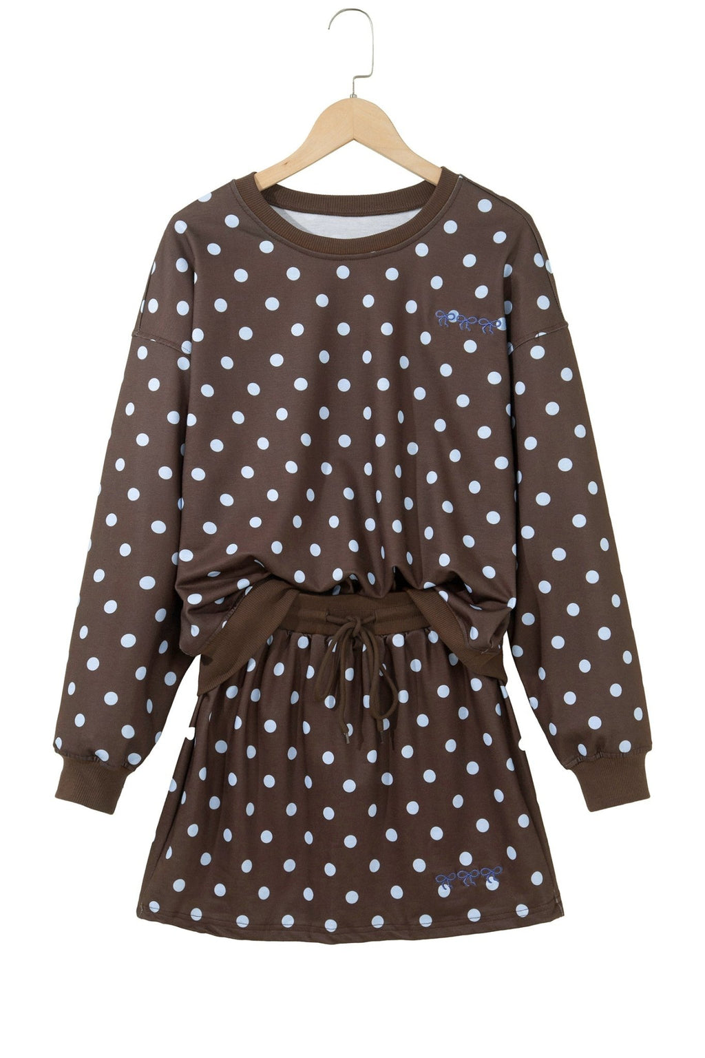 Polka Dot Long Sleeve Pullover & Bow Skort Set - Rooted & Reckless Co.