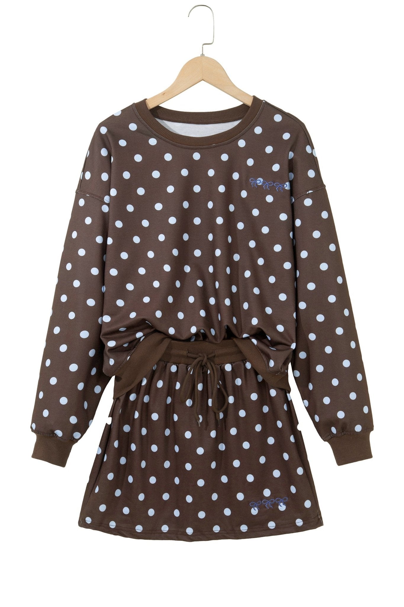 Polka Dot Long Sleeve Pullover & Bow Skort Set - Rooted & Reckless Co.